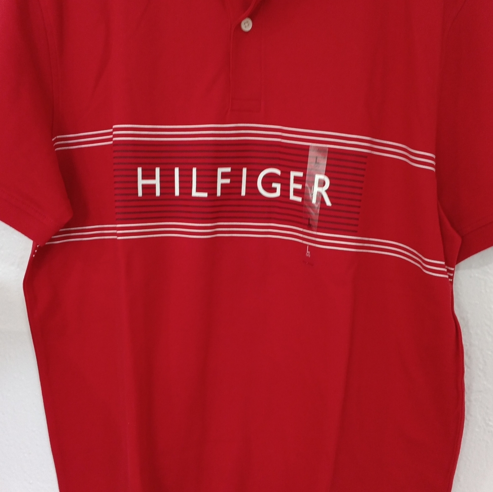 Red hilfiger polo shirt